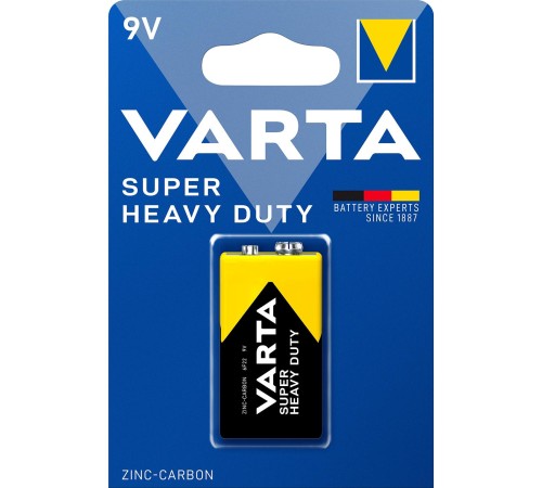 Батарейка Крона/ Батарейка Varta SUPERLIFE Крона 6F22 BL1 Heavy Duty 9V (2022) (1/10/50) (1 шт.)