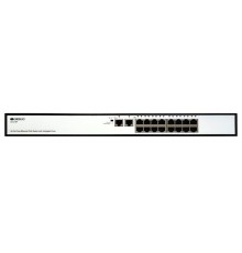 Коммутатор ORIGO Неуправляемый PoE-коммутатор, 16x100Base-TX PoE, 2x1000Base-T, PoE-бюджет 190 Вт, PoE до 250 м, комплект для установки в 19" стойку