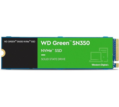 Твердотельный накопитель/ WD SSD Green SN350 NVMe, 500GB, M.2(22x80mm), NVMe, PCIe 3.0 x4, 3D TLC, R/W 2400/1650MB/s, IOPs 250 000/170 000, TBW 60, DWPD 0.1 (12 мес.) Твердотельный накопитель/ WD SSD Green SN350 NVMe, 500GB, M.2(22x80mm), NVMe, PCIe 3.0 x4, 3D TLC, R/W 2400/1650MB/s, IOPs 250 000/170 000, TBW 60, DWPD 0.1 (12 мес.)