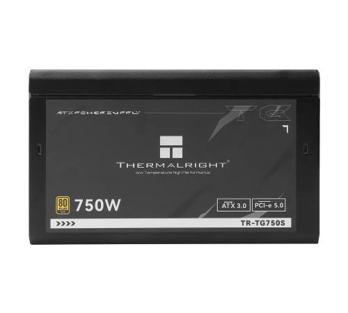 Блок питания ПК/ Power Supply Thermalright, 750W 80+ Gold (ATX, 3.0, PCIe 5.0, Non-modular, 1x24(20+4)pin, 1xCPU 8(4+4)pin, 2xPCIe*2 8(6+2)pin, 5xSATA3, 1x12+4pin (12VHPWR PCIe 5.0 12+4pin 600mm), 3xMOLEX4pin, Active, 120x120mm, 150x140x86mm, APFC, black)