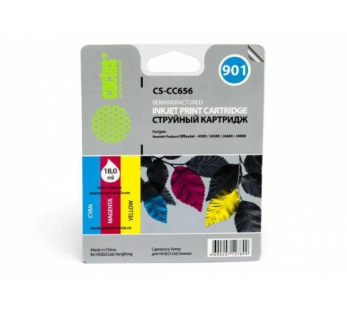 -/ Картридж струйный Cactus CS-CC656 №901 многоцветный (18мл) для HP DJ 4500 series/J4524/J4535/J4580/J