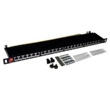 Патч-панель Патч-панель 19", 24 порта RJ45, неэкранированная, кат.6, 1U