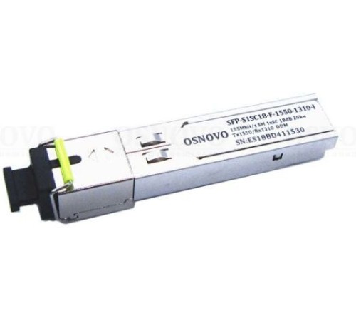 Трансивер/ OSNOVO Оптический SFP модуль промышленный, SC, одно волокно SM,  Tx:1550/Rx:1310, до 155мбит/с, до 20 км