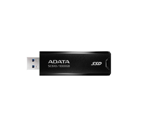 Твердотельный накопитель/ ADATA External SSD SC610, 1000GB, Type-C, USB 3.2 Gen2, R/W 550/500 MB/s, 67x24x10mm, Black (5 лет)