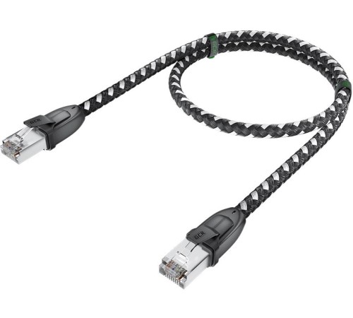 GCR Патч-корд PROF прямой 5.0m, UTP медь кат.6, STRONG черно-белый нейлон, ethernet high speed 10 Гбит/с, T568B, GCR-52779