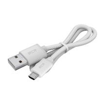 GCR Кабель 1.0m MicroUSB, быстрая зарядка, белый нейлон, GCR-54082