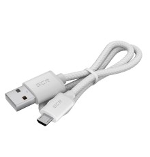 GCR Кабель 1.0m MicroUSB, быстрая зарядка, белый нейлон, GCR-54082
