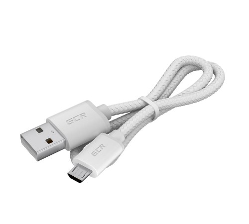GCR Кабель 1.0m MicroUSB, быстрая зарядка, белый нейлон, GCR-54082