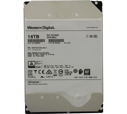 Жесткий диск/ HDD WD/HGST SATA Server 16Tb Ultrastar DC HC550 7200 6Gb/s 512MB 1 year warranty Жесткий диск/ HDD WD/HGST SATA Server 16Tb Ultrastar DC HC550 7200 6Gb/s 512MB 1 year warranty