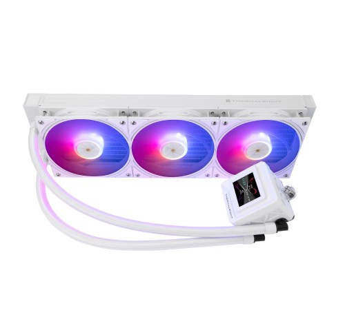 Водяное охлаждение для процессора/ Water Cooling System Thermalright Frozen Warframe SE 360 ARGB White (360mm, LED temp., Black, ARGB/ Fans: 3x120mm, 70.84CFM, 29.8dBA, 2000RPM/ Pump height 59mm, Rad thickness 27mm/ S: 1851, 1700, 1200, 115X, AM5, AM4) Водяное охлаждение для процессора/ Water Cooling System Thermalright Frozen Warframe SE 360 ARGB White (360mm, LED temp., Black, ARGB/ Fans: 3x120mm, 70.84CFM, 29.8dBA, 2000RPM/ Pump height 59mm, Rad thickness 27mm/ S: 1851, 1700, 1200, 115X, AM5, AM4)