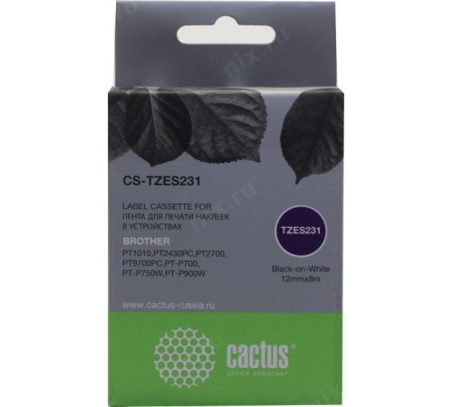 -/ Картридж ленточный Cactus CS-TZES231 TZe-S231 черный для Brother 1010/1280/1280VP/2700VP