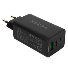 Сетевое зарядное устройство 220В/ Зарядное устройство NERPA PD333CBX 65W GaN PD+QC3.0, 2xUSB-C, 1xUSB-A, USB-C - USB-C 100W cable 1.5m black, EU plug, BOX