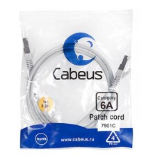 Патч-корд S/FTP, кат. 6а (10G), 2xRJ45/8p8c, экр., серый, LSZH, 1м Cabeus PC-SSTP-RJ45-Cat.6a-1m-LSZH Патч-корд S/FTP, категория 6а (10G), 2xRJ45/8p8c, экранированный, серый, LSZH, 1м