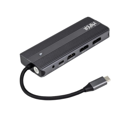 Док-станция/ Docking station HIPER USB-C HUB 11in1 (1*USB-C 100W PD, 1*HDMI 4K@60Hz, 2*DP 4K@60Hz, 2*USB-A 3.0 (5Gbps data), 1*USB-C 3.0 (5Gbps data), 1*microSD, 1*SD, 1*3.5mm audio, 1*RJ45 Gb) Док-станция/ Docking station HIPER USB-C HUB 11in1 (1*USB-C 100W PD, 1*HDMI 4K@60Hz, 2*DP 4K@60Hz, 2*USB-A 3.0 (5Gbps data), 1*USB-C 3.0 (5Gbps data), 1*microSD, 1*SD, 1*3.5mm audio, 1*RJ45 Gb)