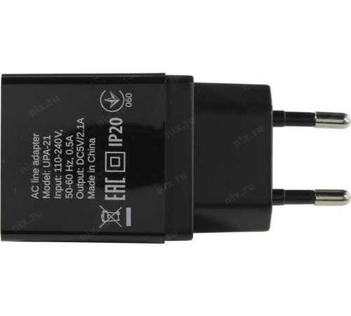 Defender Сетевой адаптер UPA-21 черный, 1xUSB, 5V/2.1А