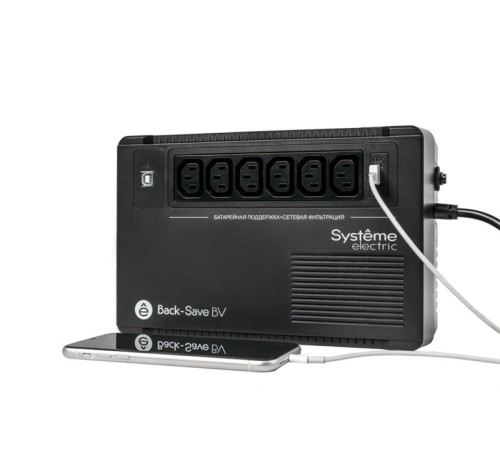 Источник бесперебойного питания Systeme Electric Back-Save, 600VA/360W, 230V, Line-Interactive, AVR, 6xC13 Outlets, USB charge(type A), USB
