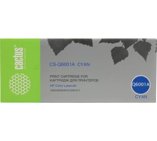 -/ Картридж лазерный Cactus CS-Q6001A Q6001A голубой (2000стр.) для HP CLJ 1600/2600N/M1015/M1017