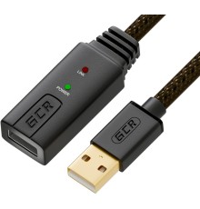 Greenconnect Удлинитель 3.0m USB 2.0, AM/AF, черно-прозрачный, с активным усилителем сигнала, 28/24 AWG, разъём для доп.питания, GCR-UEC3M2-BD2S-3.0m