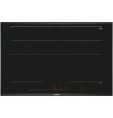 Встраиваемая индукционная панель BOSCH Индукционная,  5.1x80.2x52.2, стеклокерамическая поверхность, индукция, независ., без рамки, цвет:черный