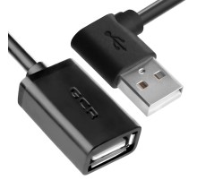 GCR Удлинитель 1.5m USB AM угловой/AF, черный, 28/28 AWG, морозостойкий, GCR-AUEC6M-1.5m
