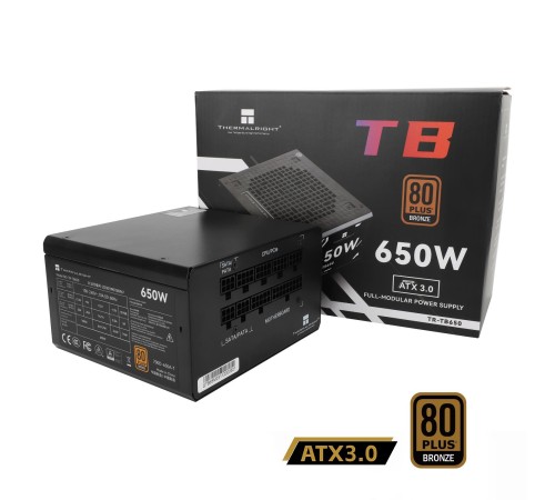 Блок питания 650W/ Power Supply Thermalright, 650W 80+ Bronze (ATX, 3.0, Full modular, 1x24(20+4)pin, 2xCPU 8(4+4)pin, 4xPCIe*2 8(6+2)pin, 3xSATA3, 3xMOLEX4pin, Active, 120x120mm, 150x140x86mm, APFC, black) Блок питания 650W/ Power Supply Thermalright, 650W 80+ Bronze (ATX, 3.0, Full modular, 1x24(20+4)pin, 2xCPU 8(4+4)pin, 4xPCIe*2 8(6+2)pin, 3xSATA3, 3xMOLEX4pin, Active, 120x120mm, 150x140x86mm, APFC, black)