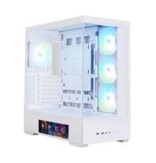 корпус ZALMAN P40 DS, ATX, WHITE, WINDOW, 9.1-inch LCD screen, 2xCombo(2.5” or 3.5”), 1x2.5”, 1xUSB TYPE-C, 2xUSB3.0, SIDE 3x120mm ARGB, REAR 1x120mm ARGB