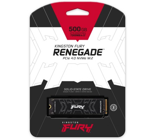 Твердотельный накопитель/ Kingston SSD Fury Renegade, 500GB, M.2(22x80mm), NVMe, PCIe 4.0 x4, 3D TLC, R/W 7300/3900MB/s, IOPs 450 000/900 000, DRAM buffer 512MB, TBW 500, DWPD 0.55 (60 мес) Твердотельный накопитель/ Kingston SSD Fury Renegade, 500GB, M.2(22x80mm), NVMe, PCIe 4.0 x4, 3D TLC, R/W 7300/3900MB/s, IOPs 450 000/900 000, DRAM buffer 512MB, TBW 500, DWPD 0.55 (60 мес)