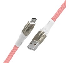 GCR Кабель 1.2m MicroUSB series MERCEDES, PINK NYLON, супер быстрая зарядка, 28/22 AWG, GCR-51954