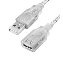 GCR Удлинитель PROF 3.0m USB 2.0 AM/AF для энергоемких устройств, прозрачный, ферритовые кольца, экран, армированный, морозостойкий