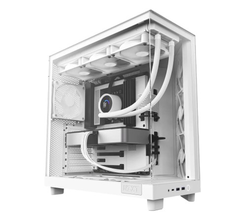 Корпус без блока питания/ Case NZXT H6 Flow, Midi-Tower, TG, 3x120mm, 2xUSB-A 3.2 + 1xUSB-C 3.2, ATX, mATX, mITX White
