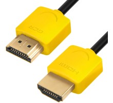 Greenconnect Кабель SLIM 1.5m HDMI 2.0, желтые коннекторы Slim, OD3.8mm, HDR 4:2:2, Ultra HD, 4K 60 fps 60Hz, 3D, AUDIO, 18.0 Гбит/с, 32/32 AWG, GCR-51575