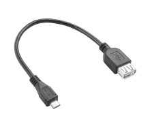 Адаптер переходник OTG 0.15m USB 2.0, MicroUSB, черный