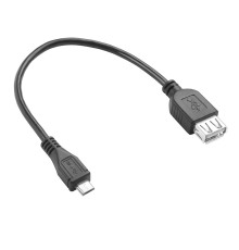 Адаптер переходник OTG 0.15m USB 2.0, MicroUSB, черный