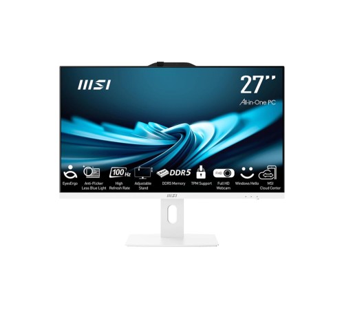 Моноблок MSI PRO AP272P 14M 27"(1920x1080 IPS)/Intel Core i5 14400(2.5Ghz)/16384Mb/512PCISSDGb/noDVD/Int:Intel UHD Graphics 730/Cam/BT/WiFi/-/war 1y/7.5kg/White/DOS + Wireless KB+M Моноблок MSI PRO AP272P 14M 27"(1920x1080 IPS)/Intel Core i5 14400(2.5Ghz)/16384Mb/512PCISSDGb/noDVD/Int:Intel UHD Graphics 730/Cam/BT/WiFi/-/war 1y/7.5kg/White/DOS + Wireless KB+M