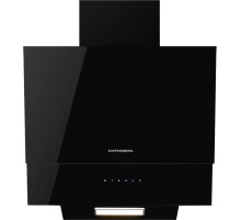 Вытяжка Kuppersberg/ Наклонная вытяжка, ширина 60 см, отвод/рециркуляция, 600 м3/час, сенсорное управление, 3 скоростей, светодиодное освещение 1*2 Вт, металлический жироулавливающий фильтр, угольный фильтр KF-ES  (опция), 46 дБ, , цвет: черный  / короб ч