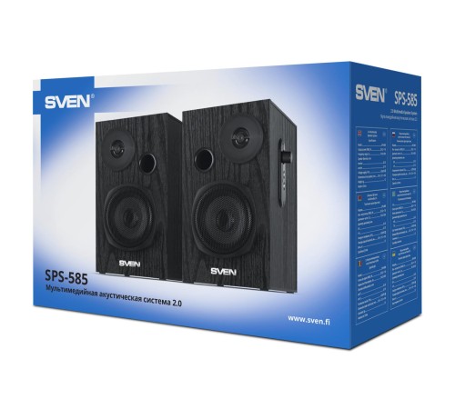 SVEN SPS-585, черный, акустическая система 2.0 (мощность 2x10 Вт (RMS)) SVEN SPS-585, черный, акустическая система 2.0 (мощность 2x10 Вт (RMS))