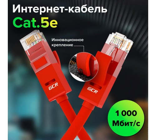GCR Патч-корд прямой 35.0m UTP кат.5e, красный, позолоченные контакты, 24 AWG, литой, ethernet high speed 1 Гбит/с, RJ45, T568B, GCR-50946 GCR Патч-корд прямой 35.0m UTP кат.5e, красный, позолоченные контакты, 24 AWG, литой, ethernet high speed 1 Гбит/с, RJ45, T568B, GCR-50946