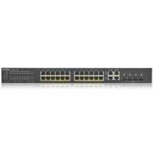 Коммутатор/ ZYXEL GS1920-24HPv2 Hybrid Smart switch PoE+ ZYXEL Nebula Flex, 24xGE PoE+, 4xCombo (SFP/RJ-45), budget PoE 375W, Standalone / cloud management