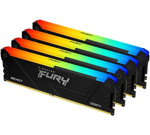 Память оперативная/ Kingston 64GB 2666MT/s DDR4 CL16 DIMM (Kit of 4) FURY Beast RGB Память оперативная/ Kingston 64GB 2666MT/s DDR4 CL16 DIMM (Kit of 4) FURY Beast RGB