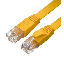 GCR Патч-корд PROF плоский прямой 10.0m, UTP медь кат.6, желтый, 30 AWG, ethernet high speed 10 Гбит/с, RJ45, T568B, GCR-52825