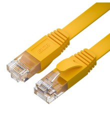 GCR Патч-корд PROF плоский прямой 10.0m, UTP медь кат.6, желтый, 30 AWG, ethernet high speed 10 Гбит/с, RJ45, T568B, GCR-52825