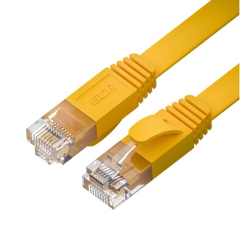 GCR Патч-корд PROF плоский прямой 10.0m, UTP медь кат.6, желтый, 30 AWG, ethernet high speed 10 Гбит/с, RJ45, T568B, GCR-52825 GCR Патч-корд PROF плоский прямой 10.0m, UTP медь кат.6, желтый, 30 AWG, ethernet high speed 10 Гбит/с, RJ45, T568B, GCR-52825