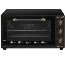 Мини-печь MAUNFELD/ Электрическая мини-печь, ширина 60 см, механическое управление, 45 л,конвекция, таймер, гриль, подсветка, 50-300 градусов, 7 режимов, цвет черный+стекло,фурнитура бронза