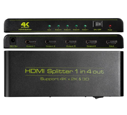 Greenconnect Разветвитель v1.4 HDMI 1на 4 выхода, 4K2K 30Hz /1080p 120Hz + индикация серия Greenline GL-v104C Greenconnect Разветвитель v1.4 HDMI 1на 4 выхода, 4K2K 30Hz /1080p 120Hz + индикация серия Greenline GL-v104C