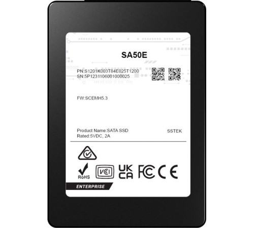 твердотельный накопитель PHISON SSD SA50E  480GB SATA 2.5" 3D TLC R530/W500MB/s (98/77 KIOPS) 3DWPD SSD Enterprise Solid State Drive, 1 year, OEM