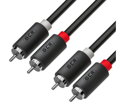 GCR Кабель 0.5m аудио 2 х RCA / 2 х RCA , черный, GCR-54122