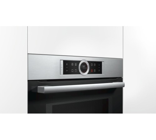 Встраиваемая электрическая духовка BOSCH С СВЧ, 45.5x59.5x54.8 см, 45л, дисплей, 6 режимов, EcoClean, сталь, максимальная мощность микроволн 900 Вт