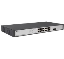 Коммутатор ORIGO Неуправляемый PoE-коммутатор, 16x1000Base-T PoE, 2x1000Base-X SFP, PoE-бюджет 250 Вт, PoE до 250 м, комплект для установки в 19" стойку