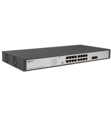 Коммутатор ORIGO Неуправляемый PoE-коммутатор, 16x1000Base-T PoE, 2x1000Base-X SFP, PoE-бюджет 250 Вт, PoE до 250 м, комплект для установки в 19" стойку