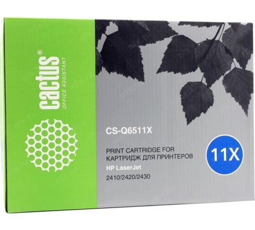 -/ Картридж лазерный Cactus CS-Q6511X Q6511X черный (12000стр.) для HP LJ 2410/2420/2420DN/2430
